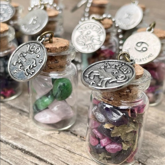 Libra ♎️ Car Charm Bottle | Crystal + Herb Cork Jar | Hand Crafted | Zodiac - Picture 5 of 5